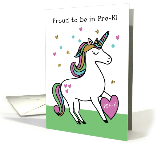 First Day of Pre-K for Girl Pink Unicorn card (1786124)