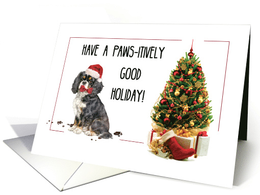 Cavalier King Charles Spaniel Funny Christmas Dog with Tree card