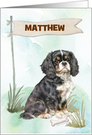 Custom Name Cavalier King Charles Spaniel Congratulations on New Dog card