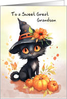 Great Grandson Sweet Halloween Cat card