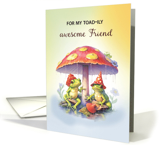 Friends Support Cute Frogs Under Mushrooms card (1787546)