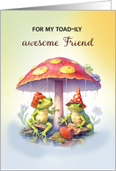Friends Support Cute Frogs Under Mushrooms card