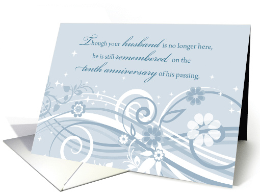 Tenth Anniversary of Loss of Husband Blue Swirls card (1787764)