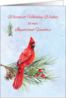 Vendor Appreciation Business Christmas Red Cardinal on Pine Bough card