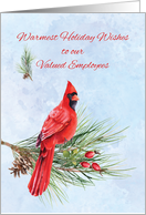 Employee Christmas Bonus Business Red Cardinal on Pine Bough card