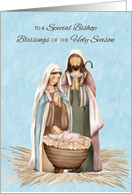 Bishop Christmas Blessings and Thanks Nativity Scene card