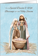 Deacon and Wife Christmas Blessings and Thanks Nativity Scene card