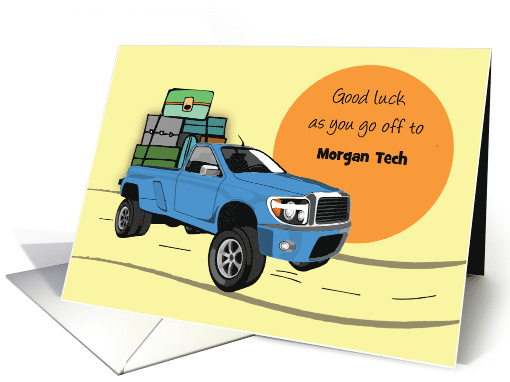 Off to College Customizable School Blue Pick Up Truck card (1789266)