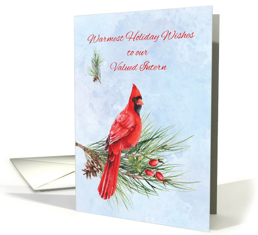 Intern Appreciation Business Christmas Red Cardinal on Pine Bough card