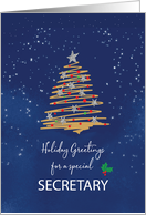 For Secretary Christmas Tree on Navy card