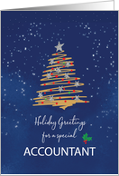 For Accountant Christmas Tree on Navy card