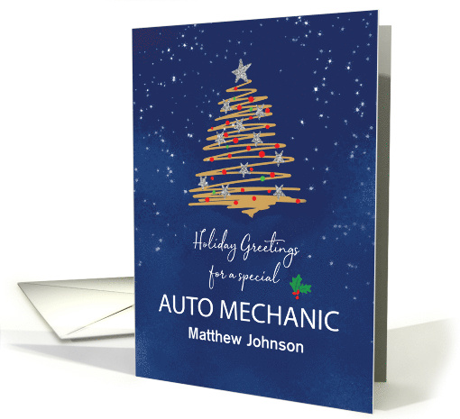 For Auto Mechanic Christmas Tree Customizable Name card (1792262)