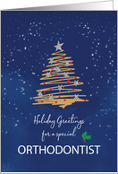 For Orthodontist Christmas Tree on Navy card