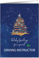 For Driving Instructor Christmas Tree on Navy card
