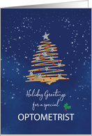 For Optometrist Christmas Tree on Navy card