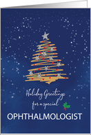 For Ophthalmologist Christmas Tree on Navy card
