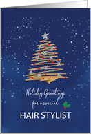 For Hair Stylist Christmas Tree on Navy card