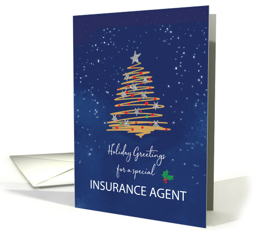 For Insurance Agent Christmas Tree on Navy card (1794732)