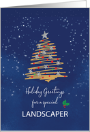 For Landscaper Christmas Tree on Navy card