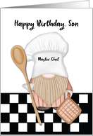 Son Birthday Whimsical Gnome Chef Cooking card