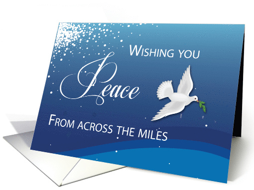 Across the Miles Elegant Peace on Blue Christmas with Dove card