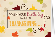 Birthday on Thanksgiving Gift Fall Leaves card