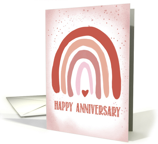 Anniversary Hand Painted Soft Pink Watercolor Rainbow card (1796142)