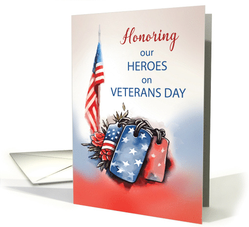 Honoring Heroes Veterans Day Patriotic Dog Tags Red White Blue card