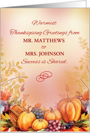 TO and FROM Customizable Name Thanksgiving Business Customers Bountiful card