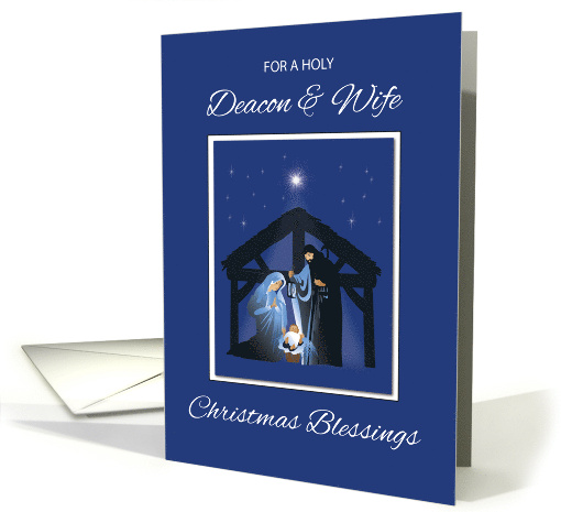 Deacon and Wife Christmas Blessings Manger on Blue card (1796682)