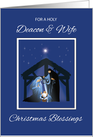 Deacon and Wife Christmas Blessings Manger on Blue card