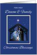 Deacon and Family Christmas Blessings Manger on Blue card