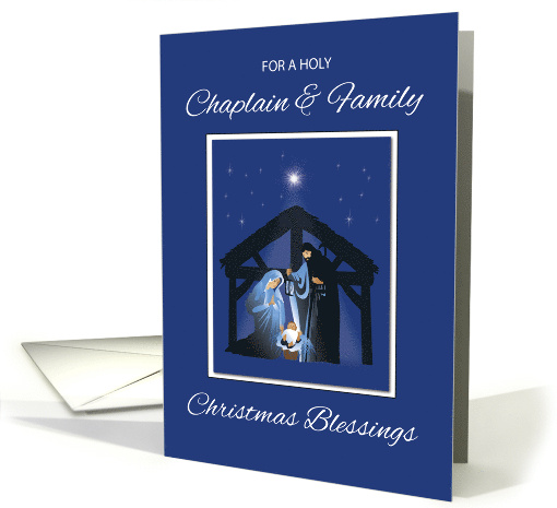 Chaplain and Family Christmas Blessings Manger on Blue card (1796700)