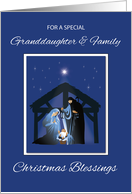 Granddaughter and Family Christmas Blessings Manger on Blue card