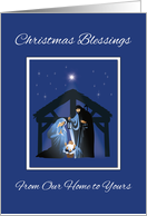 From Our Home to Yours Christmas Blessings Manger on Blue card