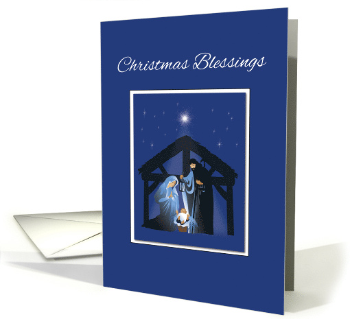 Christmas Blessings Manger on Blue card (1797100)
