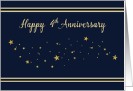 Fourth Employee Anniversary Gold Glitter Stars on Navy Blue card