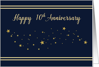 Fifteen Year Employee Anniversary Gold Glitter Stars on Navy Blue card