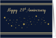 Twenty Fifth Year Employee Anniversary Gold Glitter Stars on Navy Blue card