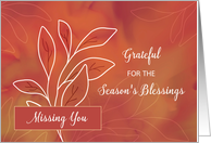 Missing You on Thanksgiving Warm Watercolor with White Branch card