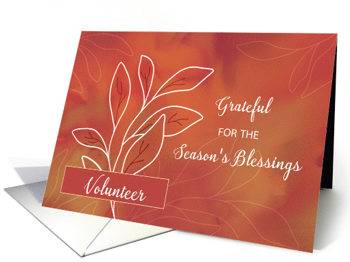 For Volunteer on Thanksgiving Warm Watercolor with White Branch card