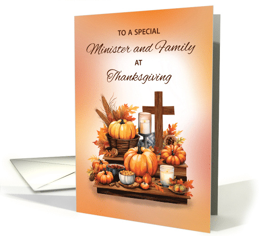 Minister and Family Thanksgiving with Cross card (1801126)