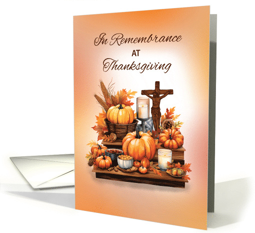 In Remembrance Thanksgiving with Catholic Crucifix card (1801142)