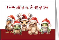 From All of Us To All of You Cute Animals In Santa Hats card