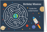 Birthday Maze Rocket Ship in Space For Child card