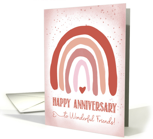 Friends Anniversary Hand Painted Soft Pink Watercolor Rainbow card