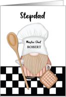 Custom Name Stepdad Birthday Whimsical Gnome Chef Cooking card