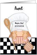 Custom Name Aunt Birthday Whimsical Gnome Chef Cooking card