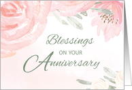 Wedding Anniversary Blessings With Blush Roses card