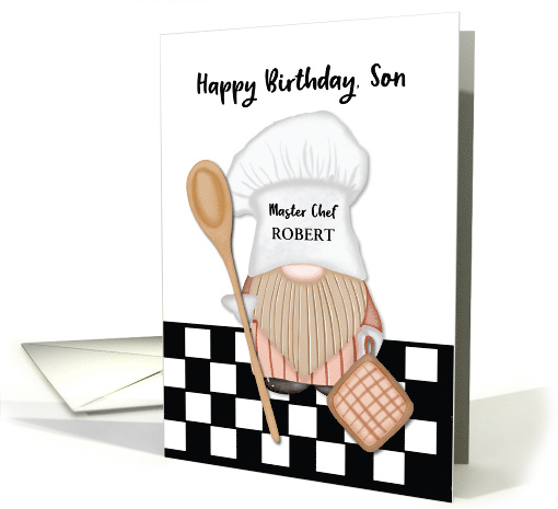 Custom Name Son Birthday Whimsical Gnome Chef Cooking card (1814448)